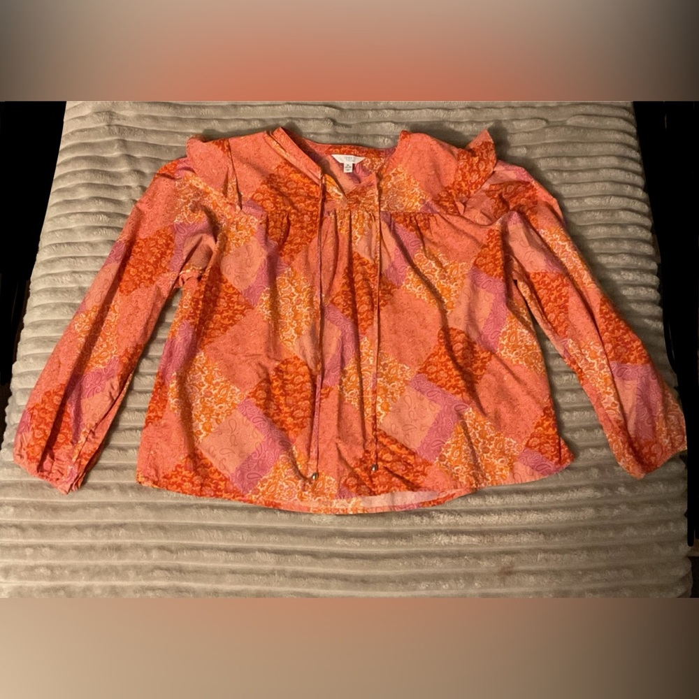 Time and Tru Women's Orange and Pink Blouse